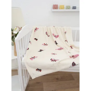 Dětská deka Dětská deka do postýlky mikroplyš Exclusive 80 × 100 cm – Motýlci béžové