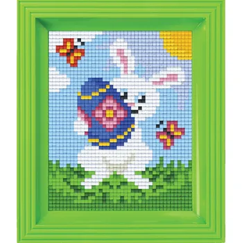 Velikonoční dekorace PixelHOBBY Obrázek s rámečkem 24 barev - velikonoční zajíček