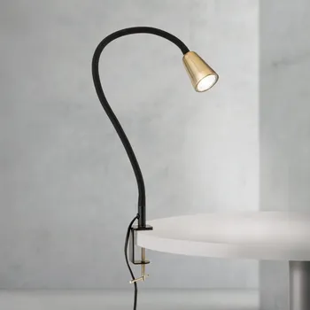 Čtecí lampička Orion - Flexibilní stolní lampa s klipem DOTTY 1xGU10/10W/230V mosaz/černá