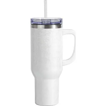 Termohrnek Termohrnek 1200 ml Puff s brčkem - bílá sublimace termotransfer