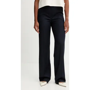 Dámské kalhoty Kalhoty s příměsí vlny Twinset tmavomodrá barva, high waist, 252TT2127 59X, vel. 38