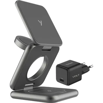 Yenkee YBS 01 MAGFOLD + YACG20 Sada Bezdrátová nabíječka MAGFOLD 3v1 + PD adaptér 20 W