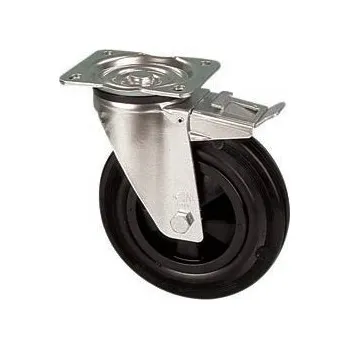 Pojezdové kolečko PNB 100A/GRD Otočné kolo s černou obručí s brzdou 0220074