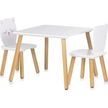 Dětský pokoj CHIPOLINO Dřevěný stolek s židlemi Bear,Kitten