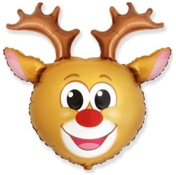 Party dekorace Fóliový balónek vánoční - Hlava soba Rudolfa 60 cm
