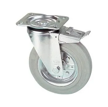 Pojezdové kolečko LGK 200/GRD Otočné kolo s šedou obručí a brzdou 0221488