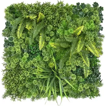 umělý živý plot MINI WALL GREEN moss fern flora, dílec 50 x 50 cm (Realistická "živá" stěna)