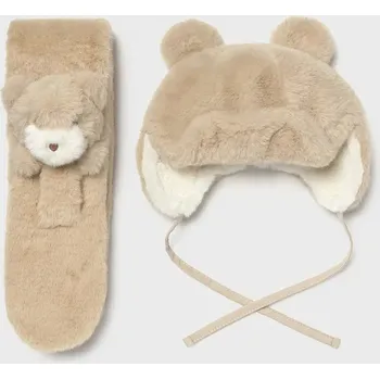 Čepice Dětská čepice a šátek Mayoral béžová barva, 10020 10020.4H.Baby.9BYA 08X, vel. 104