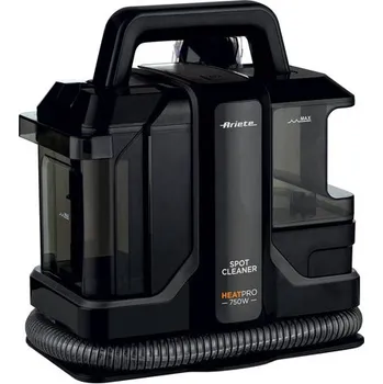 Vysavač Čistič koberců a čalounění Ariete 2482 Heat Pro – přenosný, černý, s dvojitou nádržkou na vodu.