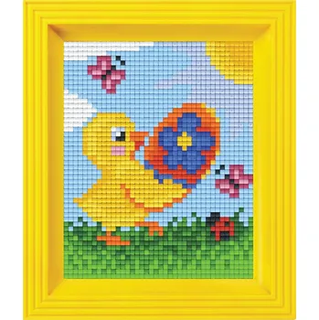 Velikonoční dekorace PixelHOBBY Obrázek s rámečkem 27 barev - velikonoční kuřátko