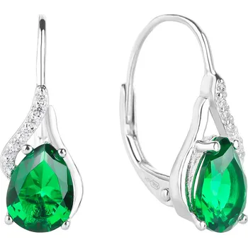 Náušnice Bealio BEALIO Stříbrné náušnice SLZA smaragdové 03-09090-3708