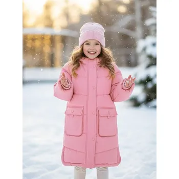 Dívčí bunda Sinsay - Zateplená bunda s kapucí - růžová - 881DX-38X - 881DX-38X-98