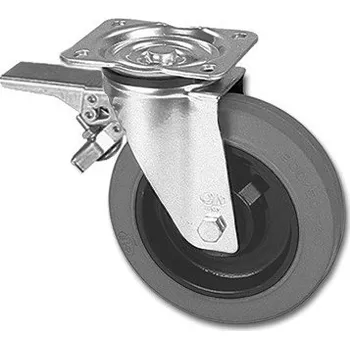 Pojezdové kolečko NHX 160/GRD Otočné kolo s šedou gumovou obručí a opačnou brzdou 0240041