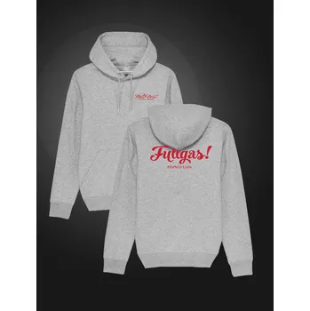 Pánská mikina Mikina Francos Fullgas! s kapucí bez zipu - šedá s červeným nápisem XXXXL