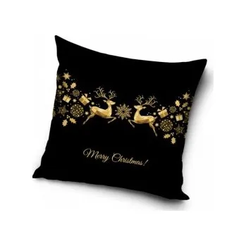 Povlak na dekorativní polštářek CARBOTEX - Dekorační polštářek zlaté Vánoce / Vánoční polštář / 40 x 40 cm