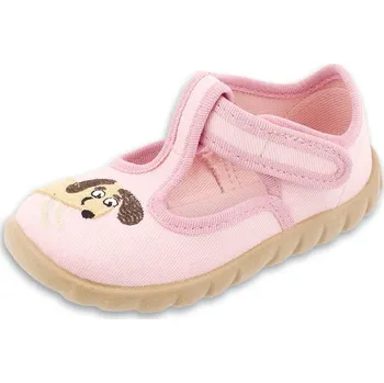Dívčí obuv „Dětské bačkory Befado Flexi 627P012 – růžové, pejsek přezůvky s měkkou podrážkou“ Velikost: 25