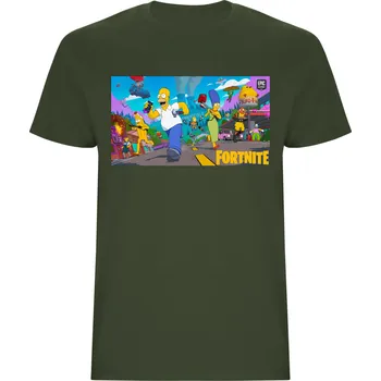 Chlapecké tričko Bavlněné tričko Fortnite Simpsons Barva: Olivová, Velikost: 7-8 let - vel. 122/128