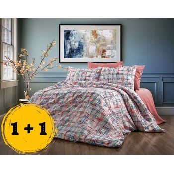 Povlečení Bavlněné povlečení Čáry modročervené Velikost: 70x90, 140x200 cm