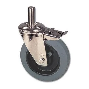 Pojezdové kolečko NHX 160/HRD Otočné kolo s šedou gumovou obručí brzdou a čepem 27x65 0240059M