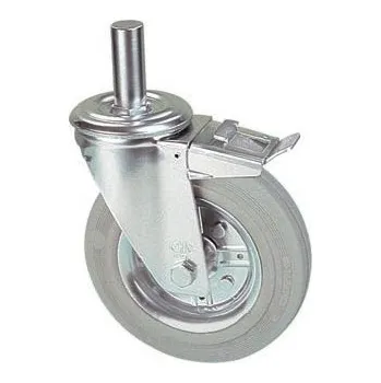 Pojezdové kolečko LGR 150/HRD Otočné kolo s šedou obručí s čepem a brzdou 0212476