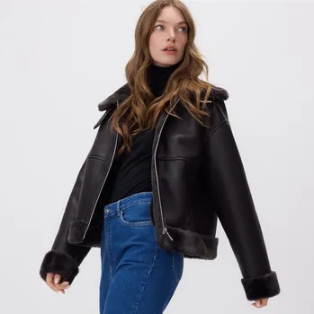 Dámský kabát Reserved - Bunda s kožíškem - tmavě hnědá - 688HD-89X - 688HD-89X-XS