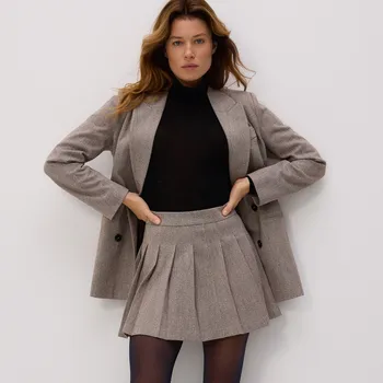 Dámská sukně Reserved - Mini sukně s plisováním - kávová - YT126-84X - YT126-84X-L