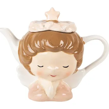 Konvice na čaj Vánoční keramická konvička s pokličkou andělíček – 21x12x16 cm