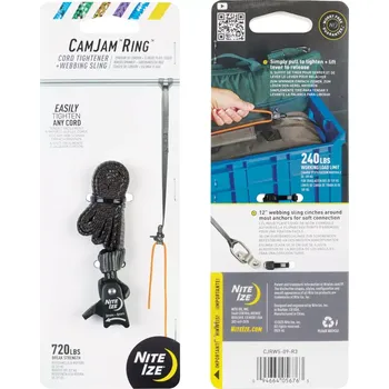 Nite Ize CamJam™ Ring™ Rope Tightener Small + Webbing Sling (Upínací karabina s popruhem Nite Ize CamJam™ Ring™ Rope Tightener Small + Webbing Sling)
