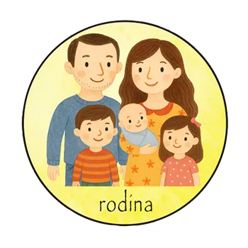 magnetka pro dítě Magnetka pro děti – Rodina, ručně malovaná, 37 mm