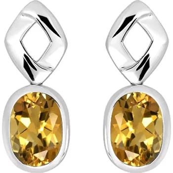 Náušnice Gate Cognac Quartz - stříbrné náušnice s hnědým quartzem