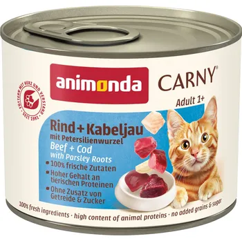 Krmivo pro kočku 12x200g animonda Carny Adult - Hovězí, treska & kořenová petržel
