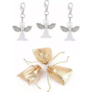 Přívěsek Anděl - 3 ks sada + dárkové balení zlaté sáčky
