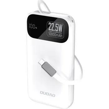 Powerbanka Dudao K31 PowerBanka 10000mAh / USB-C + vestavěný kabel USB-C / 22,5W / PD, QC / bílá