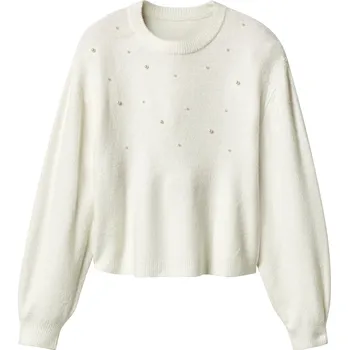 Dámský svetr esmara® Dámský svetr s ozdobnými perličkami/kamínky (bílá, XS (32/34))