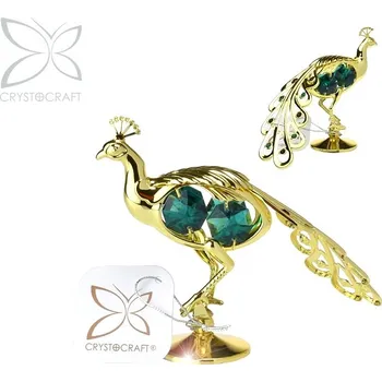 Figurka Crystocraft Páv 10,5 cm - zelené křišťály