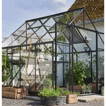 Skleník Halls Qube+ 5,1 m x 2,6 m, černá, kalené sklo 3 mm | cena za ks