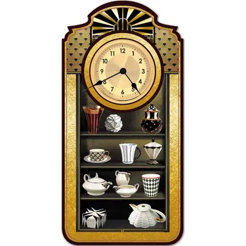 Hodiny Nástěnné dřevěné hodiny - Art deco