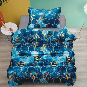 Povlečení NOVINKA 2025! Exkluzivní oboustranné Bavlněné povlečení s 3D efektem 140x200/70x90 cm - PLÁSTVE - MODRÉ