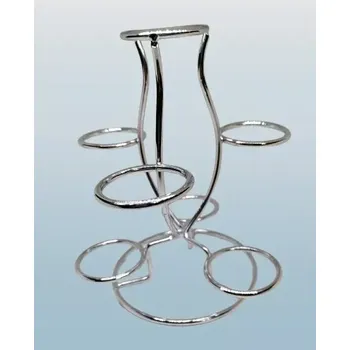 Svícen Stříbrný stojan na 7 krystalových koulí – kovový, velký (vysoký 20 cm)