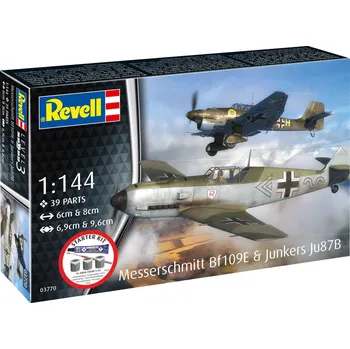 Plastikový model Starter Kit letadlo 73770 - Messerschmitt Bf109E and Ju87B Stuka (1:144)