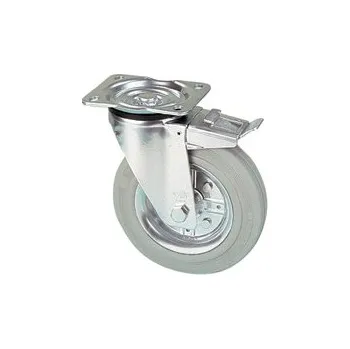 Pojezdové kolečko LGR 125/GRD Otočné kolo s šedou obručí a brzdou 0212333