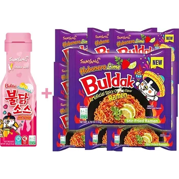 Samyang Buldak ramen Buldak Ramen set omáčka Carbonara 200g + 10 balení Habanero Lime 135g Samyang