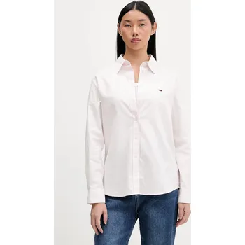 Pánské oblečení Bavlněná košile Tommy Jeans DW0DW19890 růžová 03A, vel. S