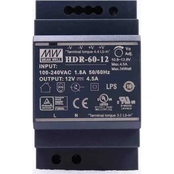 spínaný zdroj Zdroj Mean Well HDR-60-12 na DIN lištu, 12V, 4,5A 0.19000 Kg ELEKTRO Sklad1 52900918 (0.19000 Kg ELEKTRO Sklad1 52900918)