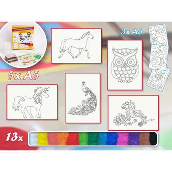 kreativní sada Radost v písku Sada střední PRO HOLKY - Barevné pískování obrázků