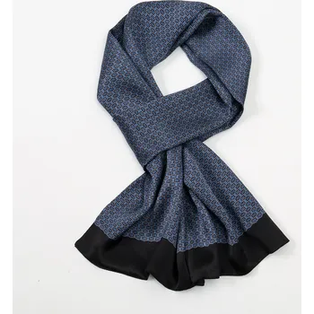 Šála Pánská hedvábná šálka modrá s jemným vzorem 26x155 cm, HEDVÁBNÝ SVĚT