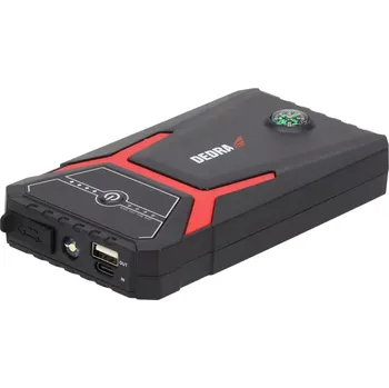 Powerbanka Dedra Powerbanka 8000mAh Li-Ion DEPP0800, s funkcí spouštění motoru, USB-C, svítilna, kompas (Dedra DEPP0800 Powerbanka s LED svítilnou, kabeláži pro pomocný start)