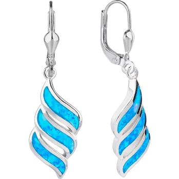 Náušnice Bealio BEALIO Stříbrné náušnice VLNKY modrý OPÁL 03-10608-3705