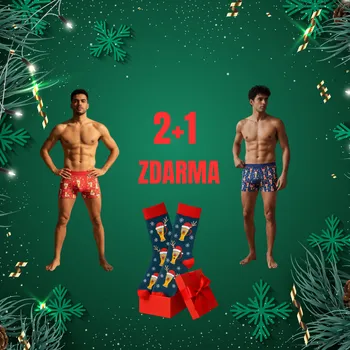 Pánské spodní prádlo Vánoční boxerky 2+1 zdarma modré ponožky Velikost: 4XL