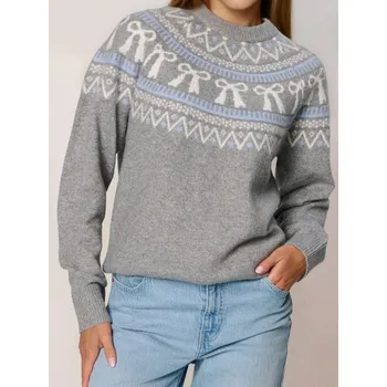 Dámský svetr Sinsay - Vánoční svetr s mašličkami s příměsí vlny - šedá - 330FJ-90M - 330FJ-90M-XL